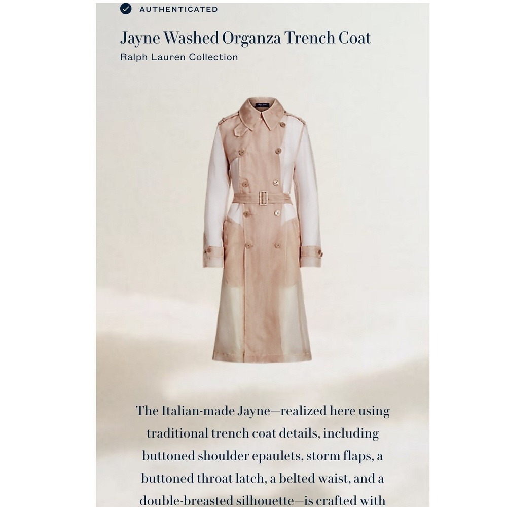 Rare Ralph Lauren Collection Purple Label Jayne Silk Organza Trench Mauve US 2 - Picture 12 of 16